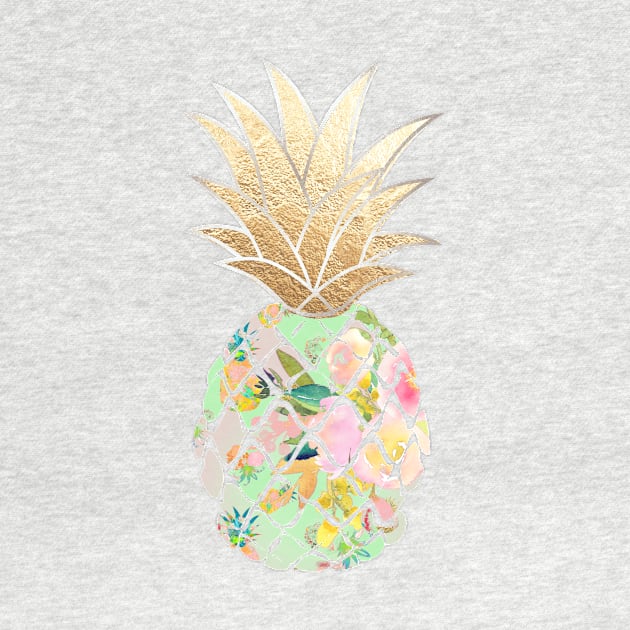 Aloha pineapple, mint green + faux gold by PixDezines